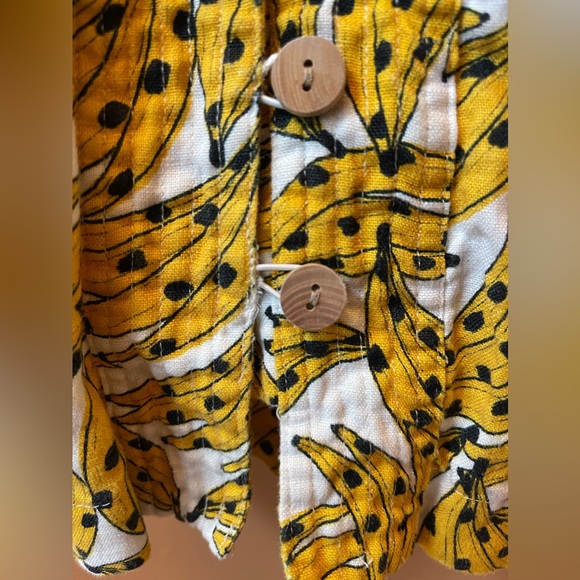 FARM RIO super cute linen/cotton lined dress; XS, wooden buttons, cross straps - Picture 7 of 15